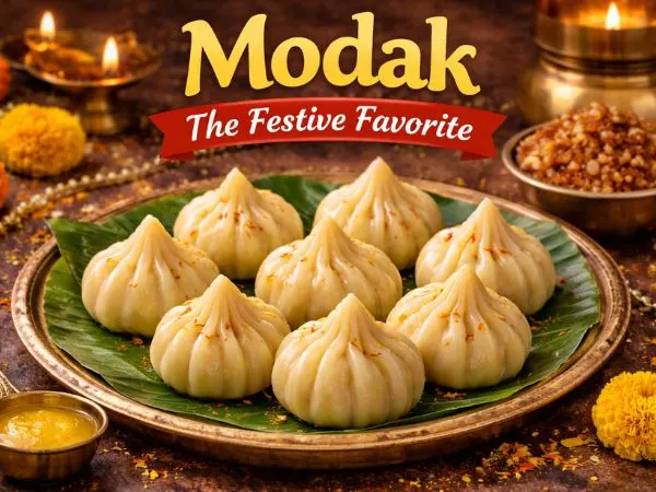 Festive Modaks with traditional decorations