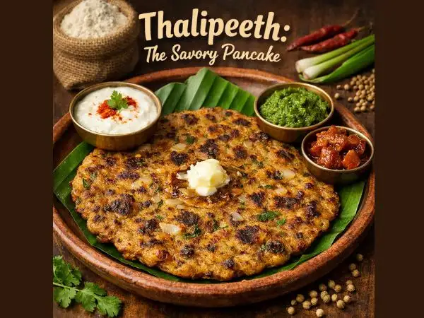 Savory Thalipeeth with accompaniment