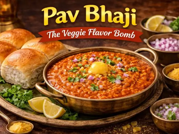 Vibrant pav bhaji with crunchy pav